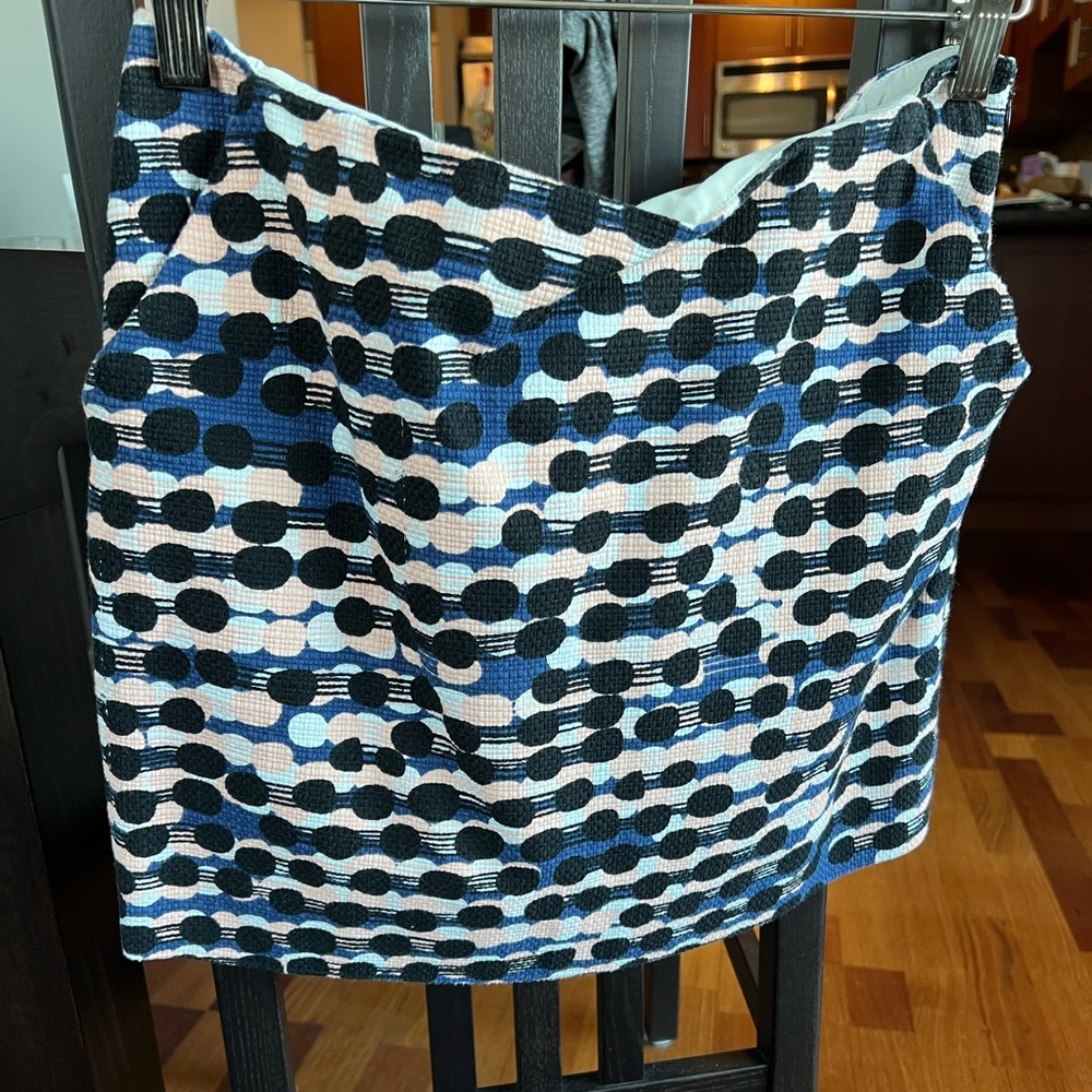 DVF mini skirt. Black polka dot with blue and pink. Worn once!